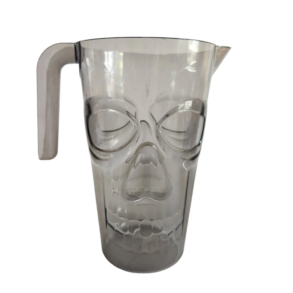Halloween Creepy Scary Skull Pitcher and 4 Glasses